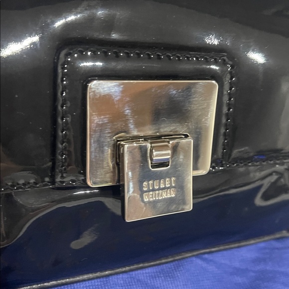 PRICE DROP! Vintage Stuart Weitzman Black Patent leather clutch NWT - Picture 2 of 16